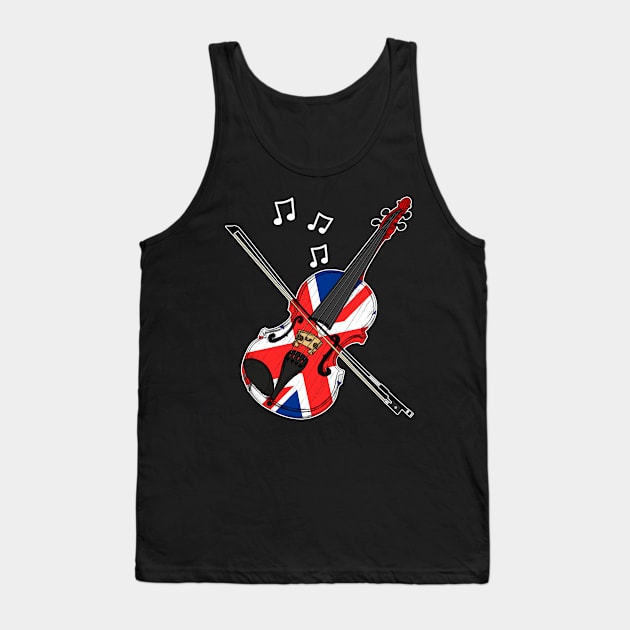 UK Flag Violin Violinist British Musician Tank Top by doodlerob